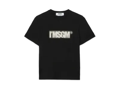 MSGM Jersey T-Shirt With Msgm Logo Print "Black"