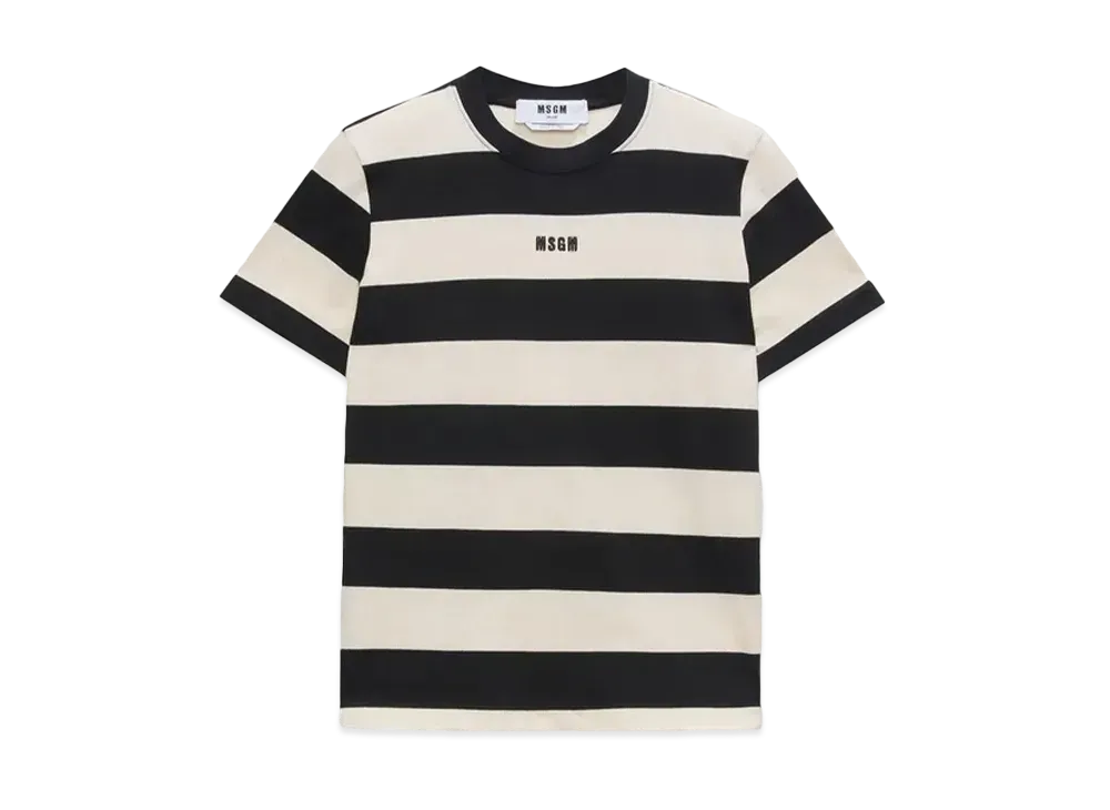 MSGM Jersey T-Shirt With Embroidered Micro Logo "Black"