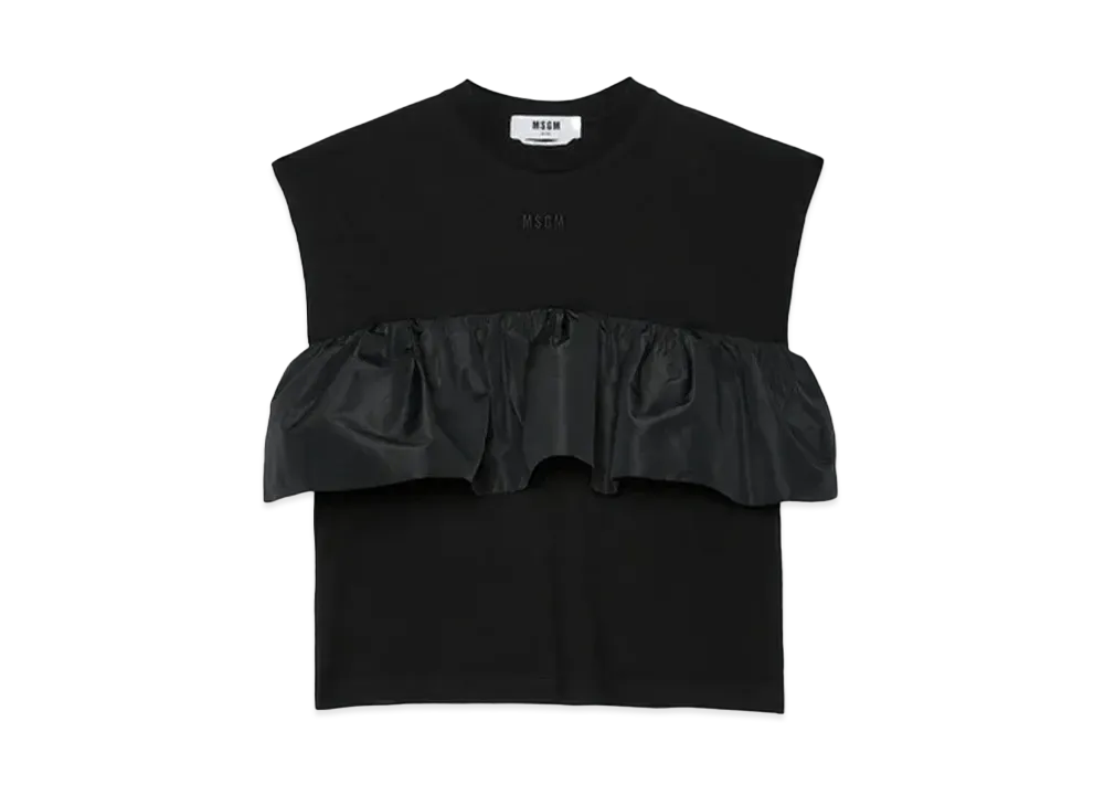 MSGM Jersey T-Shirt With Ruffles "Black"