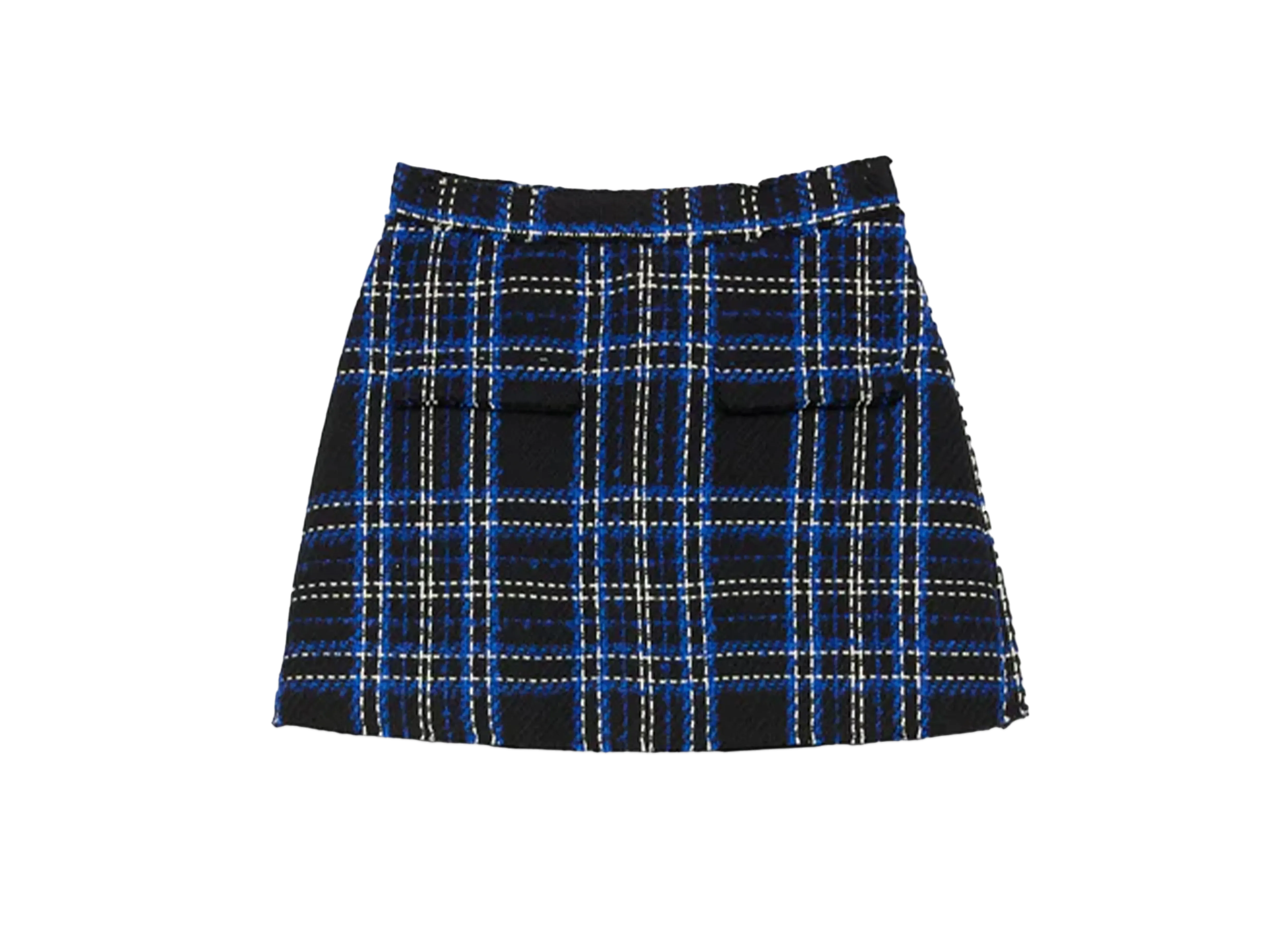 MSGM Black And Blue Tweed Tartan Skort "Blue"