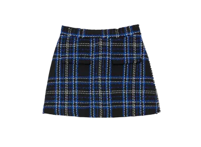 MSGM Black And Blue Tweed Tartan Skort "Blue"