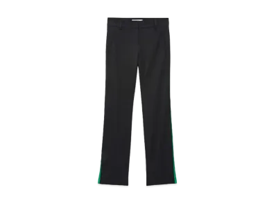 MSGM Black Blended Wool Pants With Green Zippers "Black"