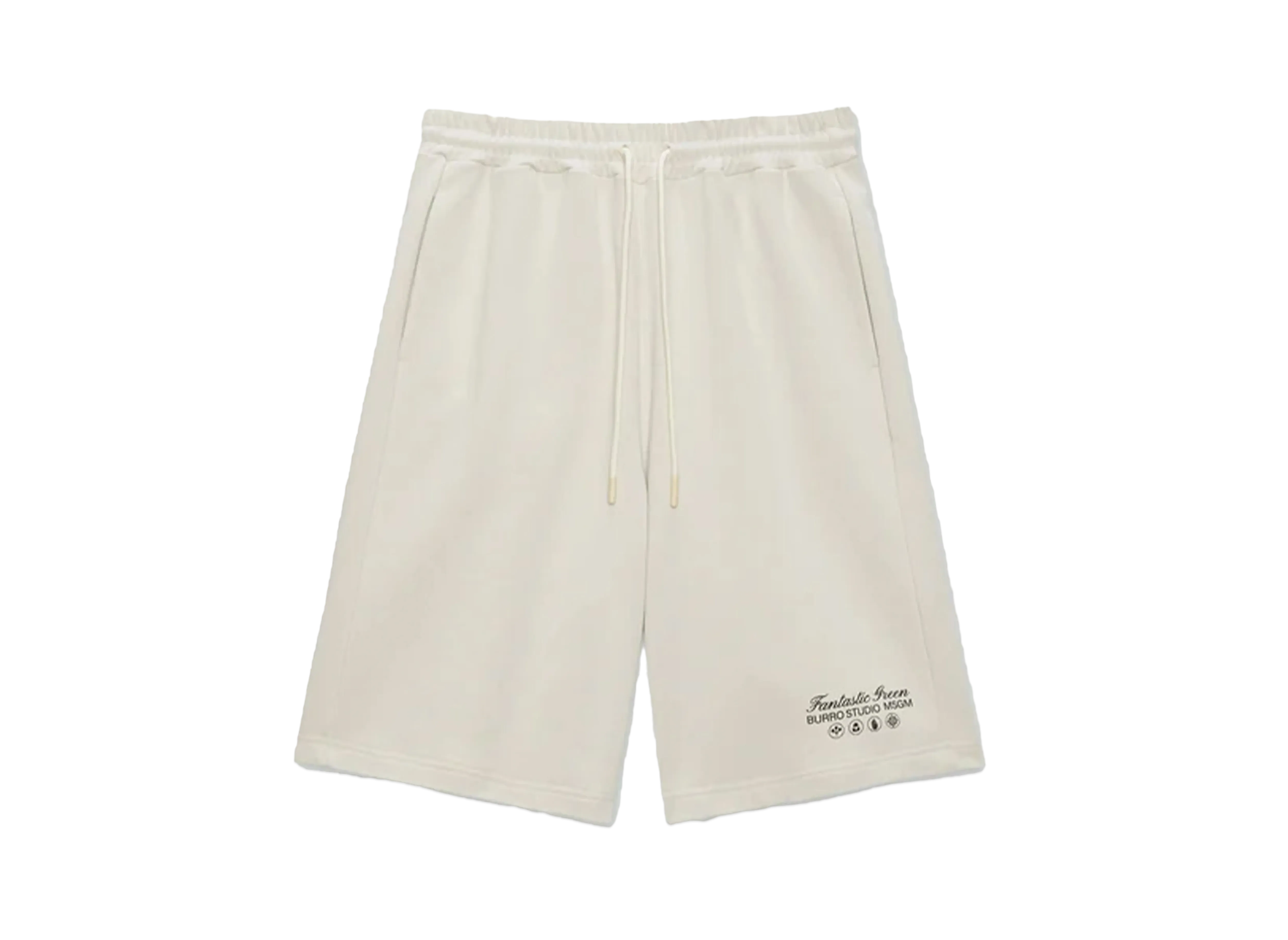 MSGM Organic Cotton Fantastic Green Burro Studio Bermuda Shorts "White"