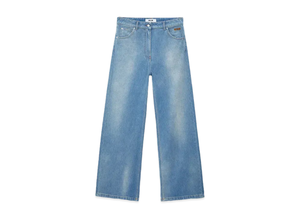 MSGM Pre-Washed Wide Leg Denim Pants "Indigo"