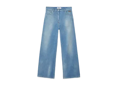 MSGM Pre-Washed Wide Leg Denim Pants "Indigo"