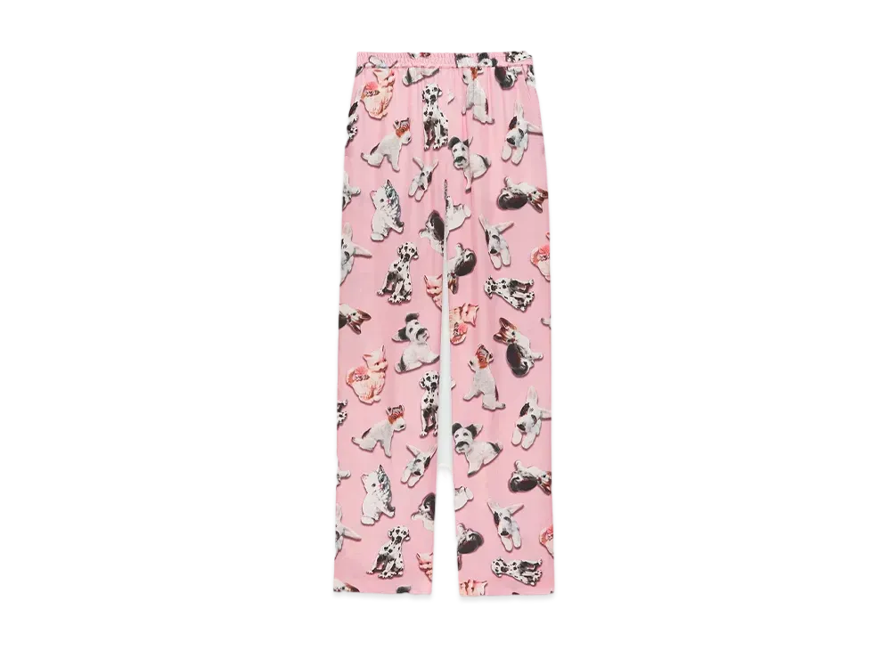 MSGM Straight Pants With Ceramic Puppies Motif "Pink"