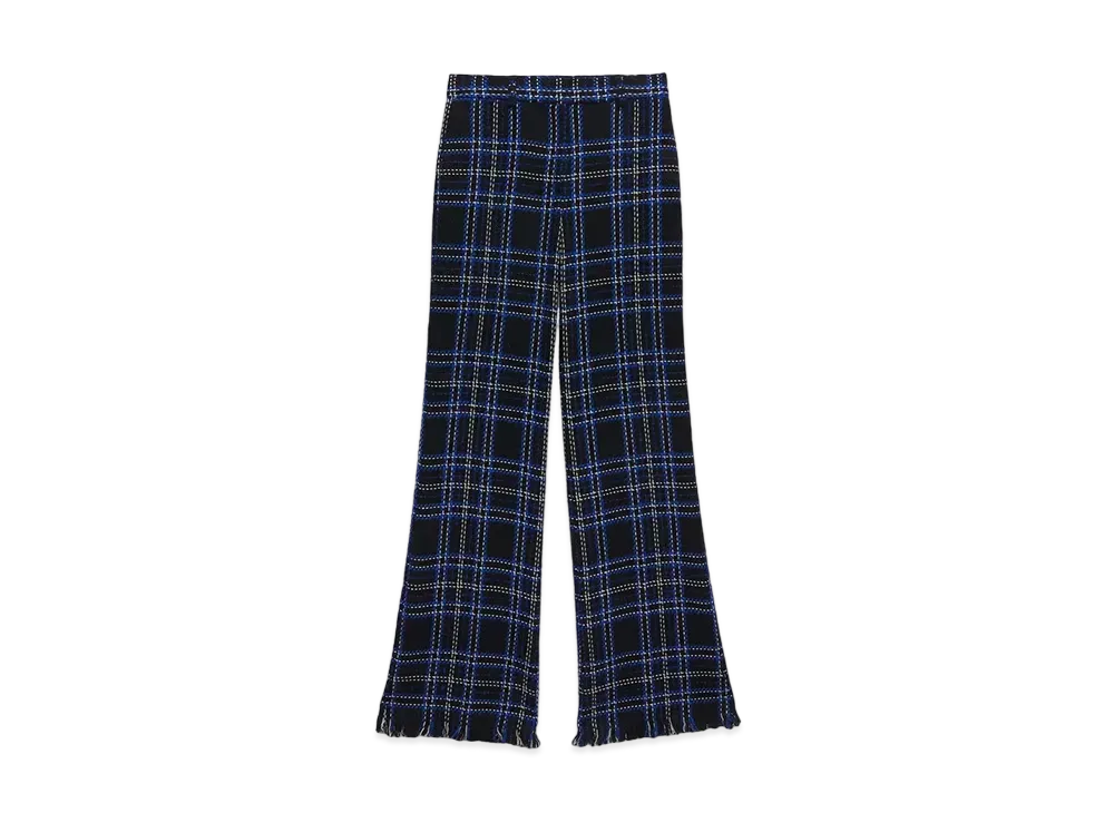 MSGM Tweed Maxi Check Pants "Blue"