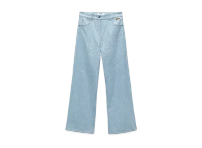 MSGM Wide-Leg Glitter Denim Pants "Blue"