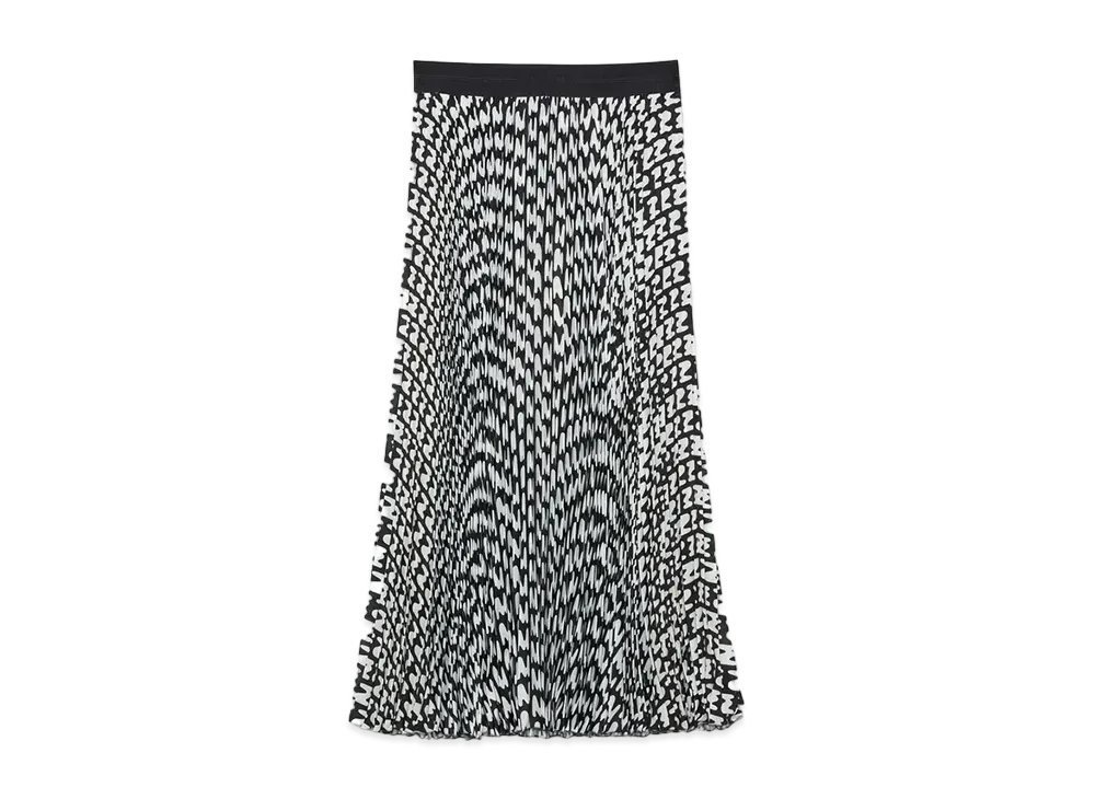 MSGM Pleated Themwave Midi Skirt "Black"