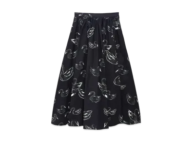 MSGM Poplin Print Roomy Skirt "Black"