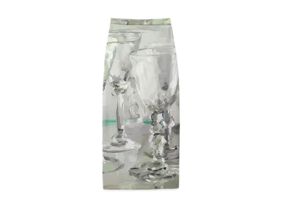 MSGM Midi Skirt With "Glasses" Print "White"