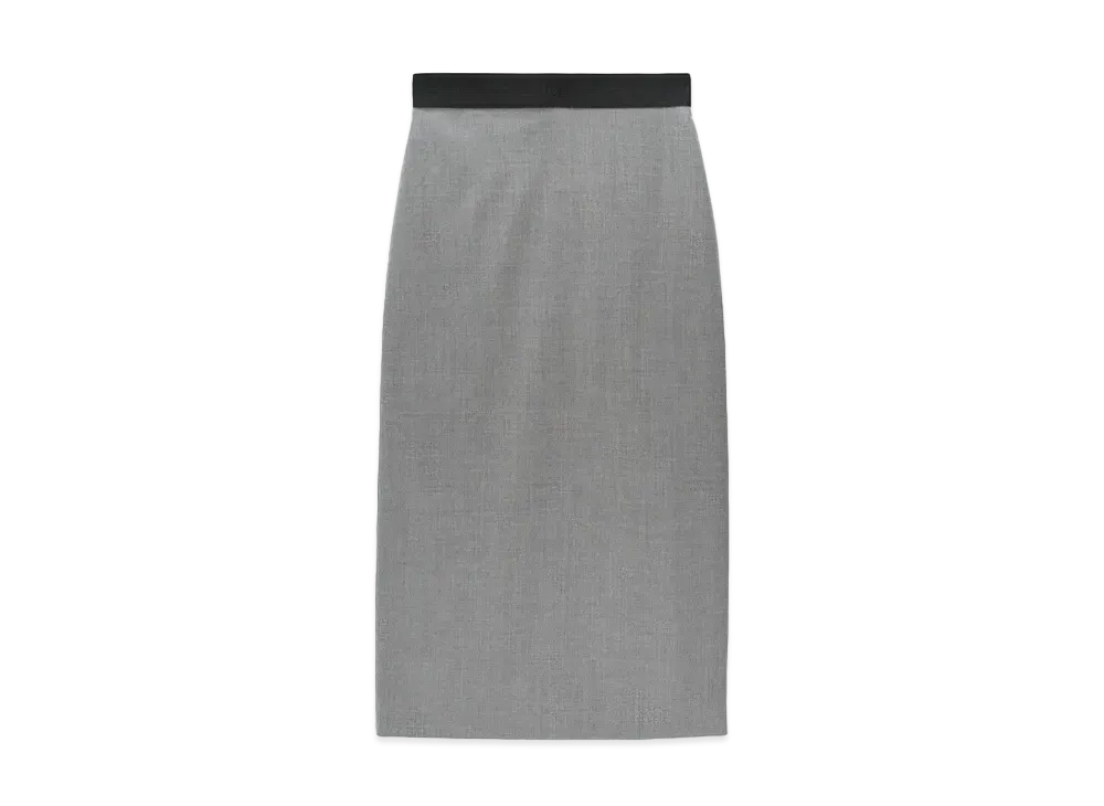 MSGM Melange Wool Pencil Skirt With Slit "Gray"