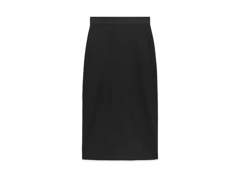 MSGM Melange Wool Pencil Skirt With Slit "Black"