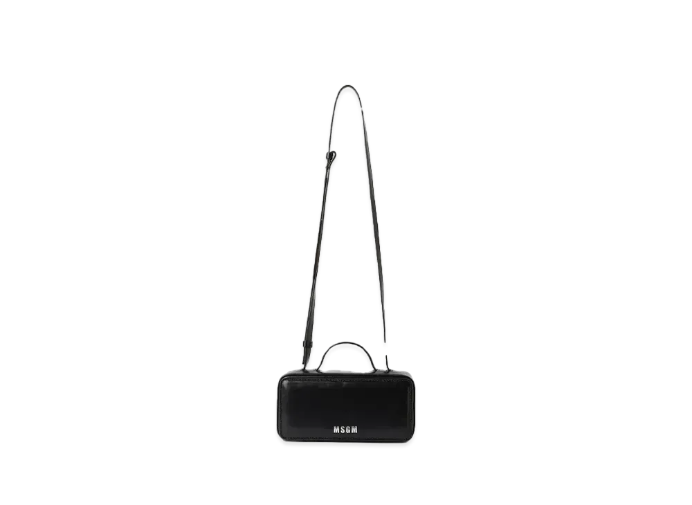 MSGM Small Black Shiny Leather Baguette Bag "Black"