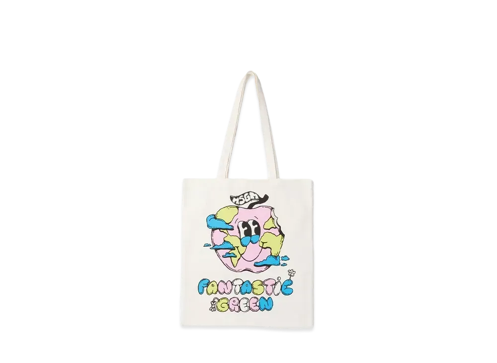 MSGM Organic Cotton Fantastic Green Burro Studio Beige Tote Bag "Beige"