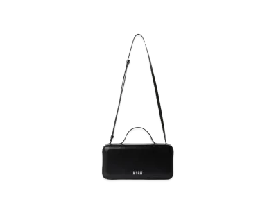 MSGM Large Shiny Leather Baguette Bag "Black"