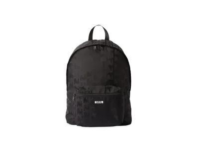 MSGM Fabric Backpack With White Logo Impact In Relief All-Over "Black"