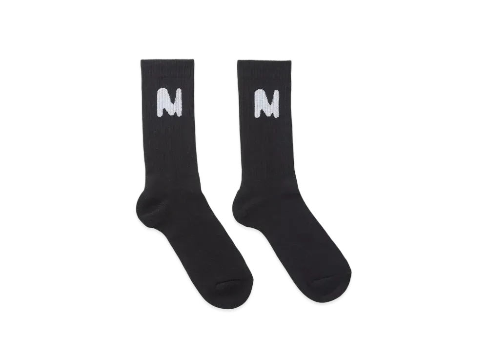 MSGM Socks With Themwave Jacquard Graphic "Black"