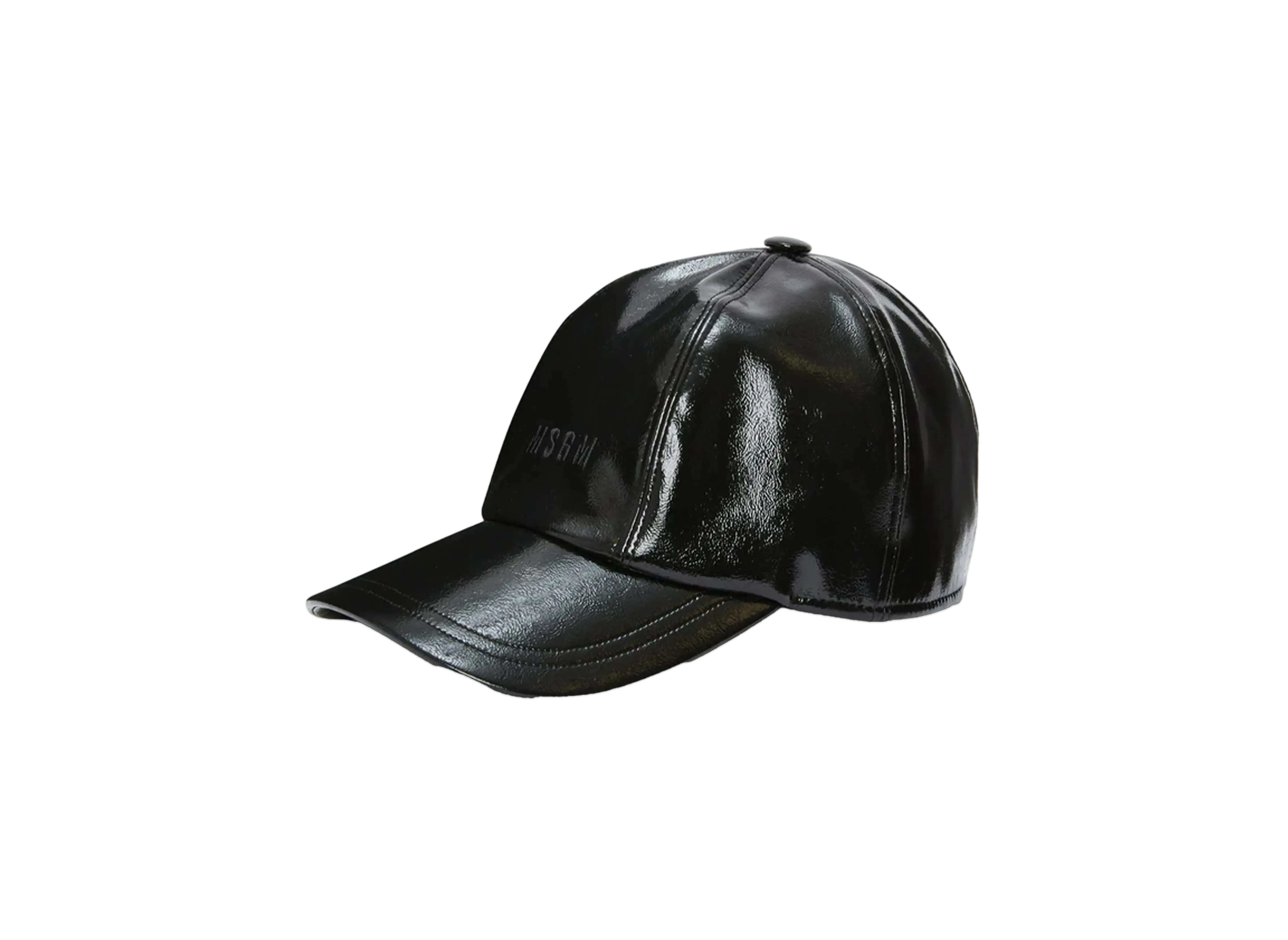 MSGM Patent Leather Baseball Cap "Black"