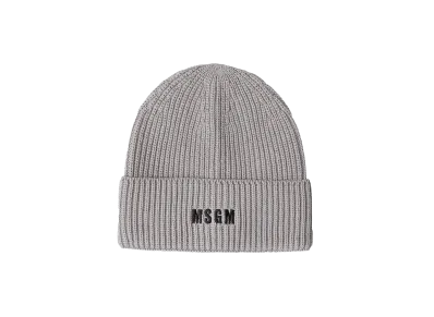 MSGM Blended-Wool Watch Cap With Impact Logo "Gray"