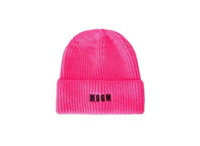 MSGM Blended-Wool Watch Cap With Impact Logo "Pink"