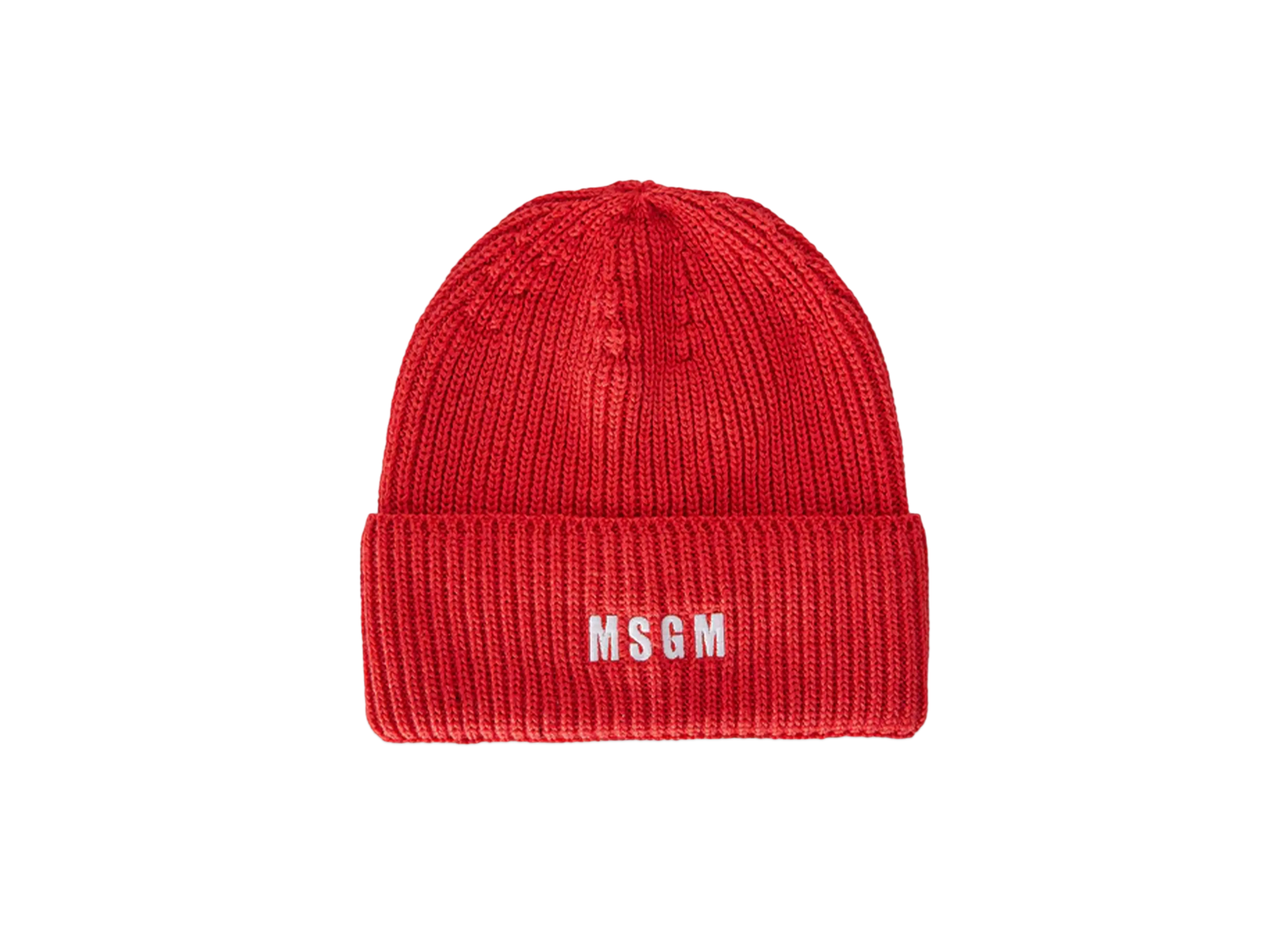 MSGM Wool Beanie Hat With Embroidered Mini Logo "Red"