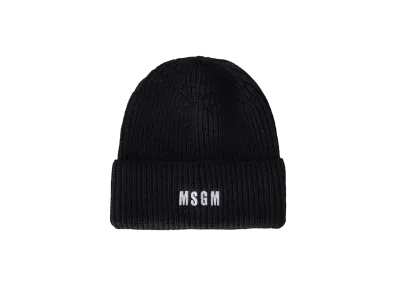 MSGM Blended-Wool Watch Cap With Impact Logo "Black"