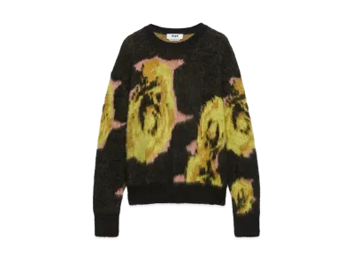 MSGM Underground Pixelled Roses Blended Wool Mohair Sweater "Black"
