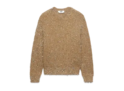 MSGM Biscuit Blended Wool Sweater With Lame Threads "Brown"