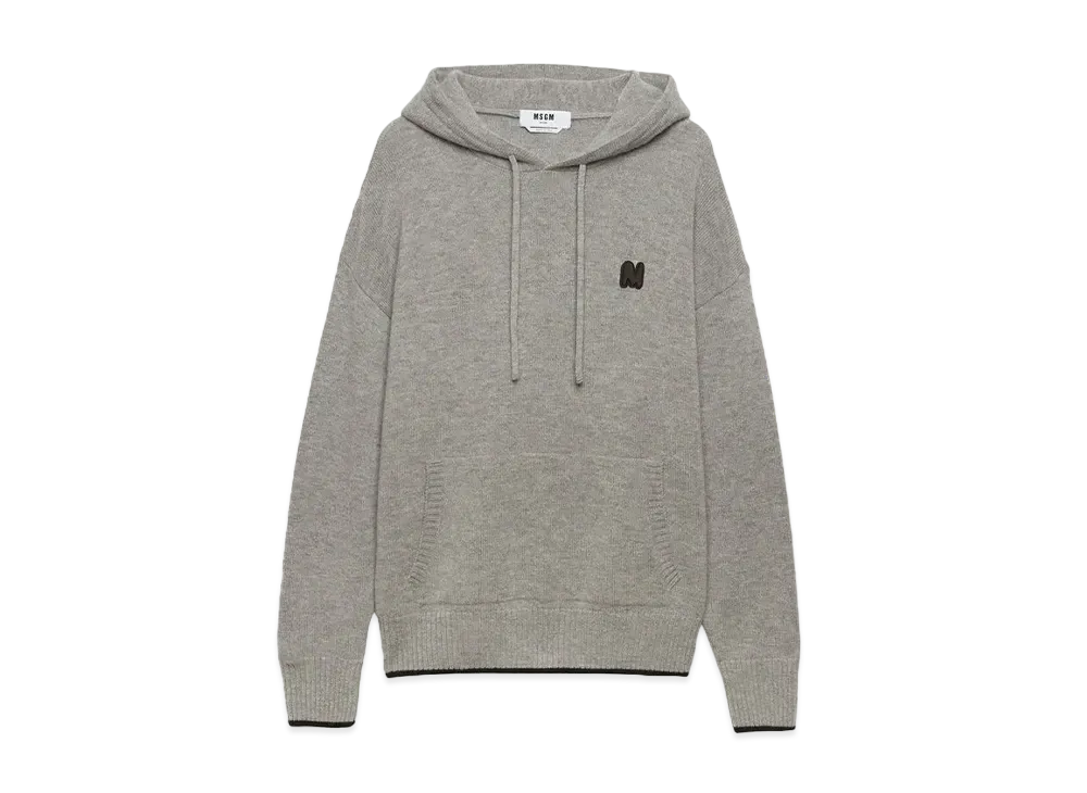MSGM Blended Cashmere Sweater With Themwave Patch "Gray"
