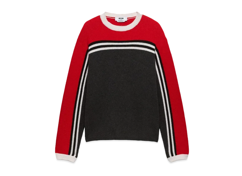MSGM Blended Wool Sweater With Jacquard Motif "Red"