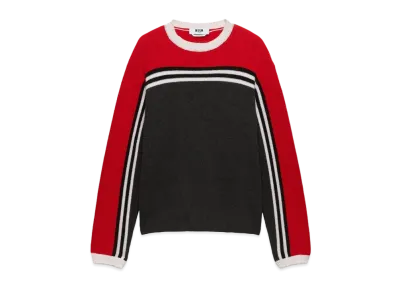 MSGM Blended Wool Sweater With Jacquard Motif "Red"