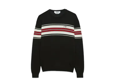 MSGM Blended Wool Sweater With Jacquard Stripes "Black"