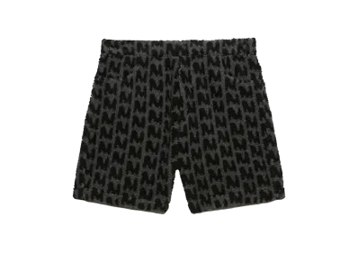 MSGM Faux-Fur Themwave Jacquard Shorts "Black"