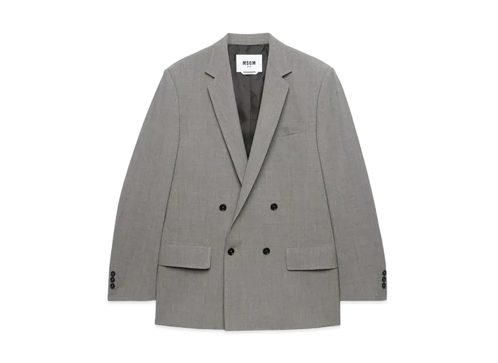 MSGM Melange Virgin Wool Double-Breasted Jacket "Gray"