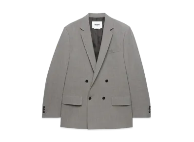 MSGM Melange Virgin Wool Double-Breasted Jacket "Gray"