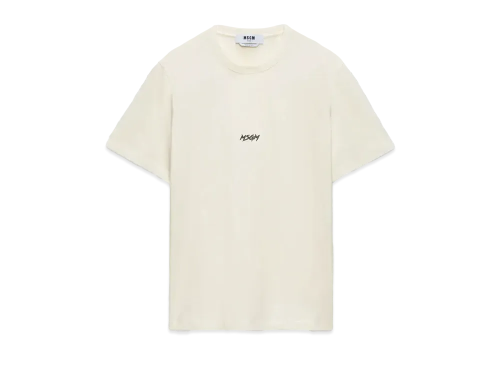 MSGM Jersey T-Shirt With Micro Logo Print "White"