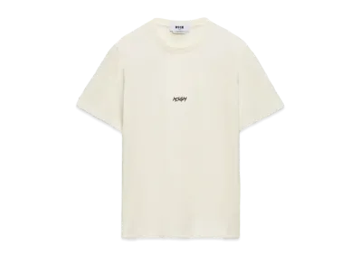MSGM Jersey T-Shirt With Micro Logo Print "White"