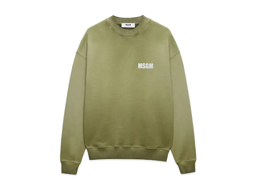 MSGM Jersey Sweatshirt With Reflective Logo "Military Green"