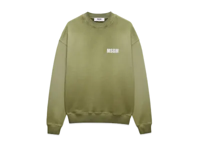 MSGM Jersey Sweatshirt With Reflective Logo "Military Green"
