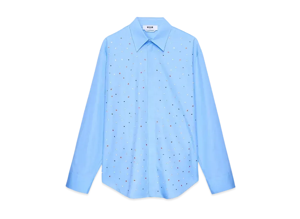 MSGM Organic Cotton Shirt With Multicolor Studs "Blue"