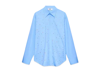 MSGM Organic Cotton Shirt With Multicolor Studs "Blue"