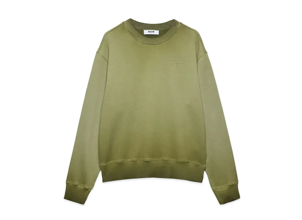 MSGM Prewashed Jersey Crewneck Sweatshirt "Military Green"