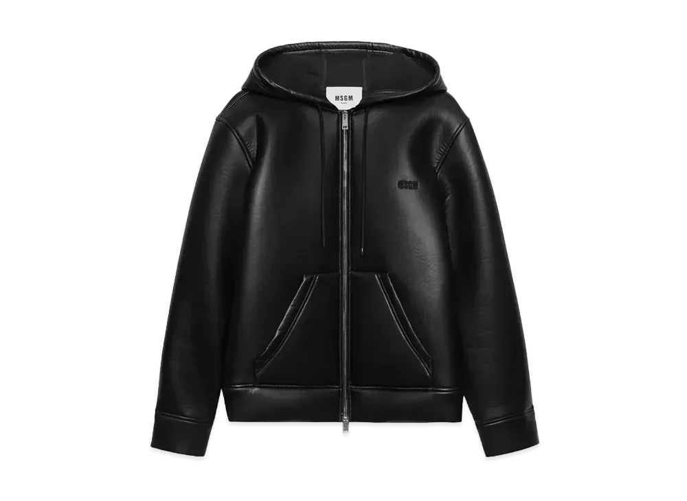 MSGM Scuba-Effect Faux-Leather Jacket "Black"