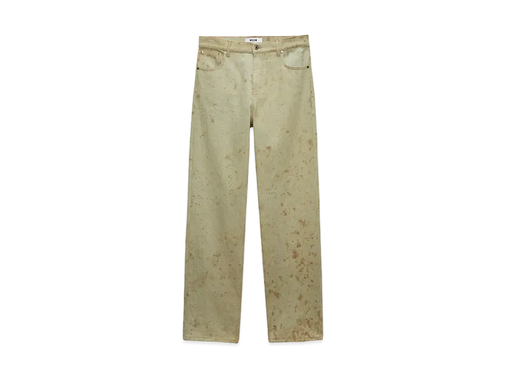 MSGM Tea-Dyed Denim Pants "Green"