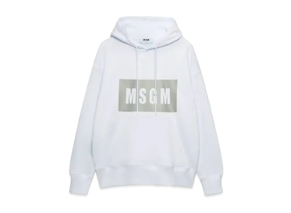 MSGM Jersey Sweatshirt With Box Logo Print "White"
