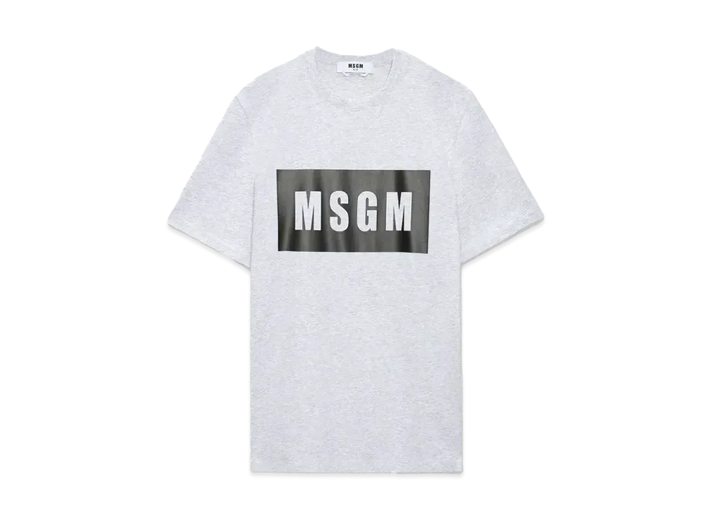 MSGM Cotton T-Shirt With Box Logo "Gray"