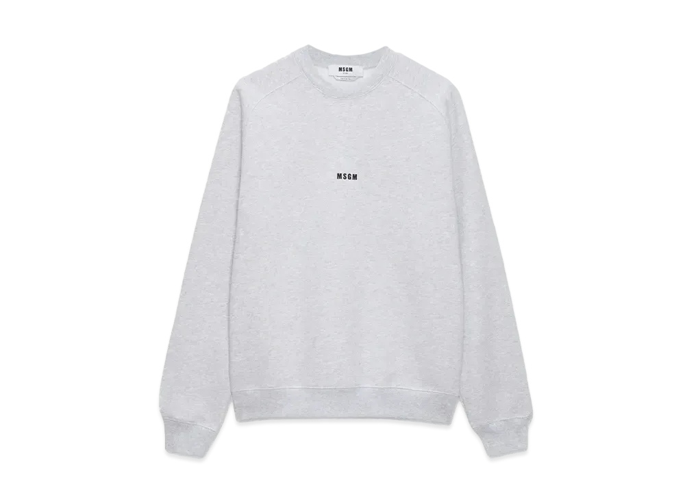 MSGM Crew Neck Cotton Sweatshirt With A Micro Logo "Gray"