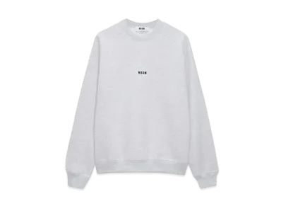 MSGM Crew Neck Cotton Sweatshirt With A Micro Logo "Gray"