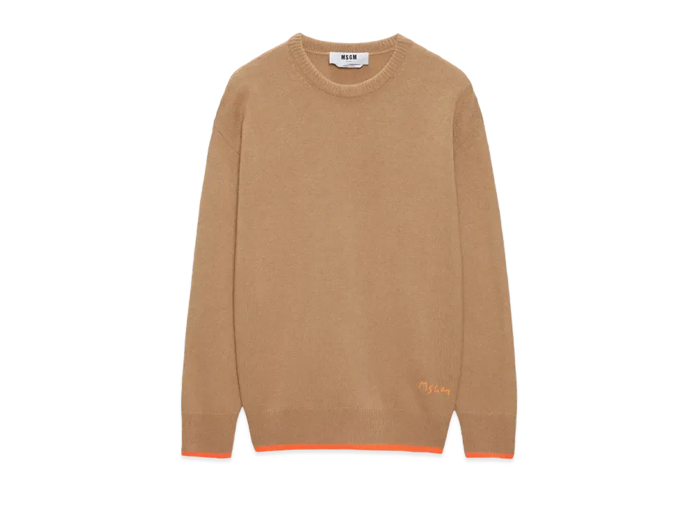 MSGM Round Neck Jumper In Wool And Cashmere "Brown"